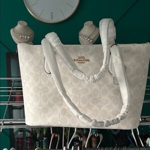 Coach Cream Signature Tote Bag